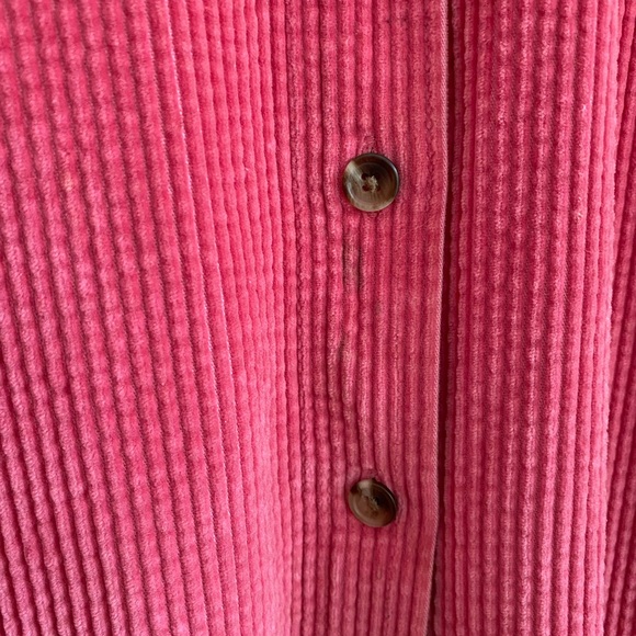 L.L. BEAN 100% Cotton Pink Wide Wale Corduroy Work Shirt Chore Coat - Picture 4 of 4